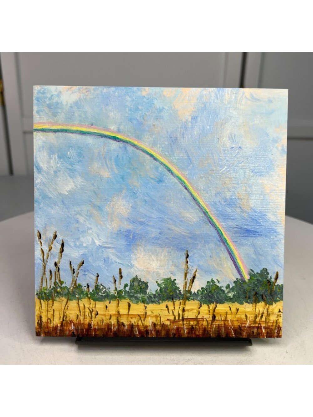 Follow Every Rainbow Original 6" x 6" Acrylic Painting Nature Theme Wall Art - Picture 4 of 13